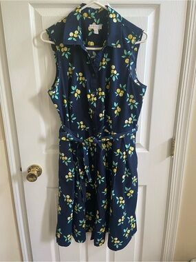 Lemon print shirt dress